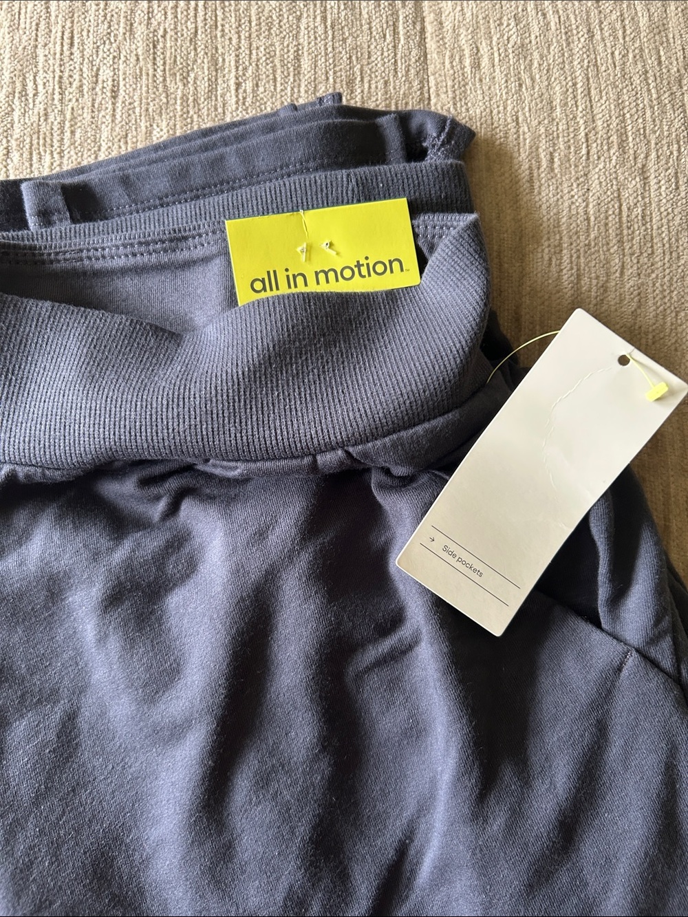 NWT All in Motion Dark Navy/Gray Jogger Pants with Ribbed Waistband - Picture 2 of 4